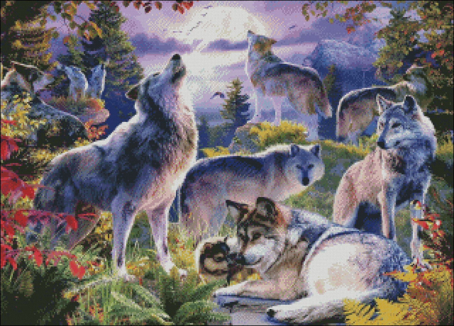 Wolf Pack 2 - Counted Cross Stitch Patterns Embroidery Crafts Needlework DIY Chart DMC Color