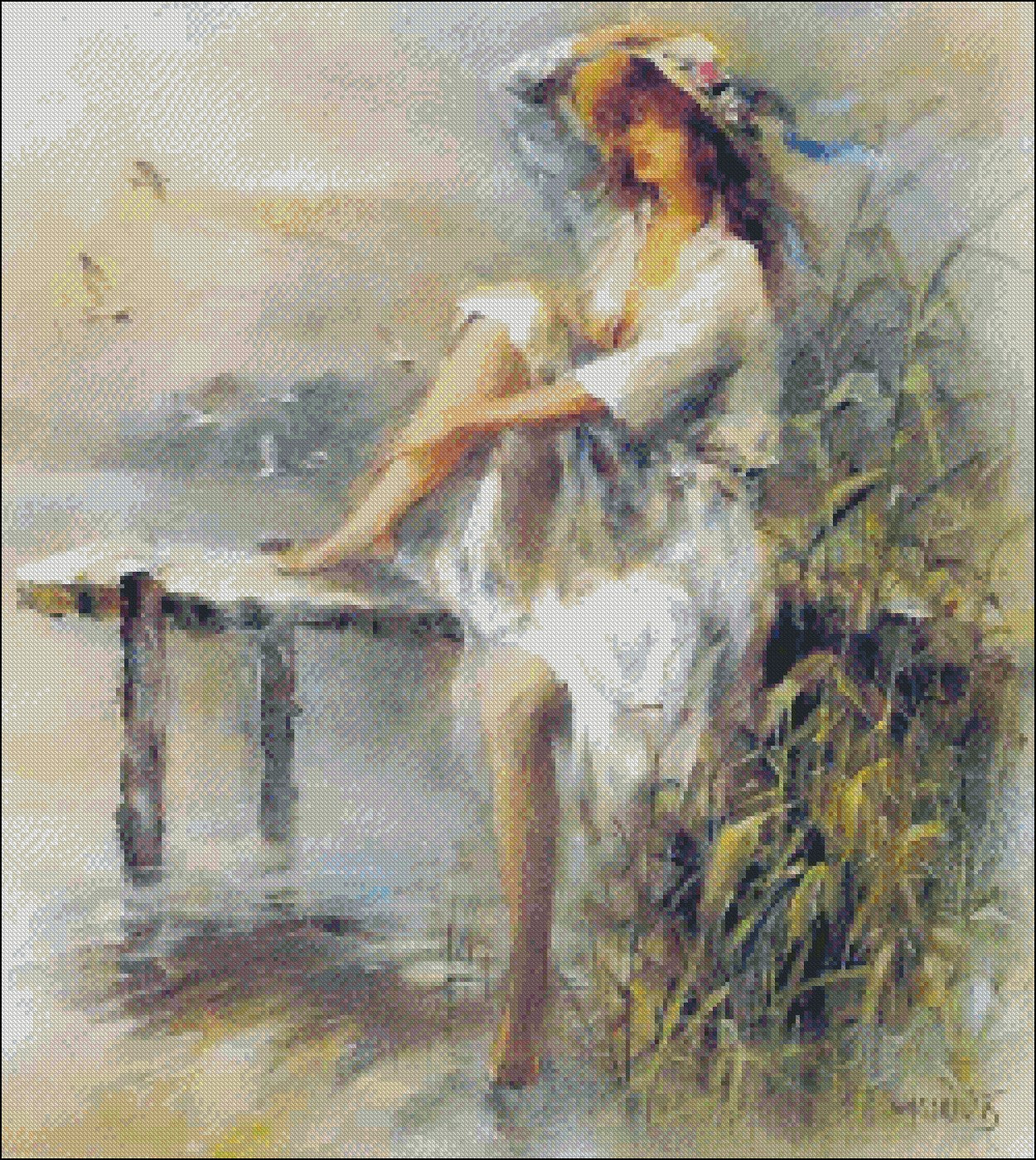 Waterside - Counted Cross Stitch Patterns Embroidery Crafts Needlework DIY Chart DMC Color