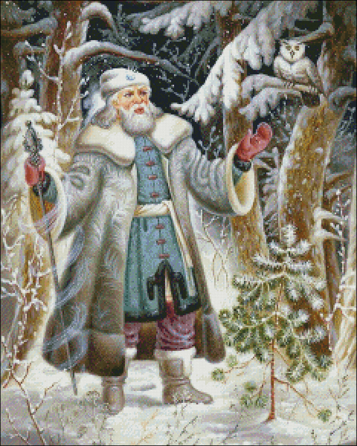 Arctic Santa Claus 2 - Counted Cross Stitch Patterns Embroidery Crafts Needlework DIY Chart DMC Color