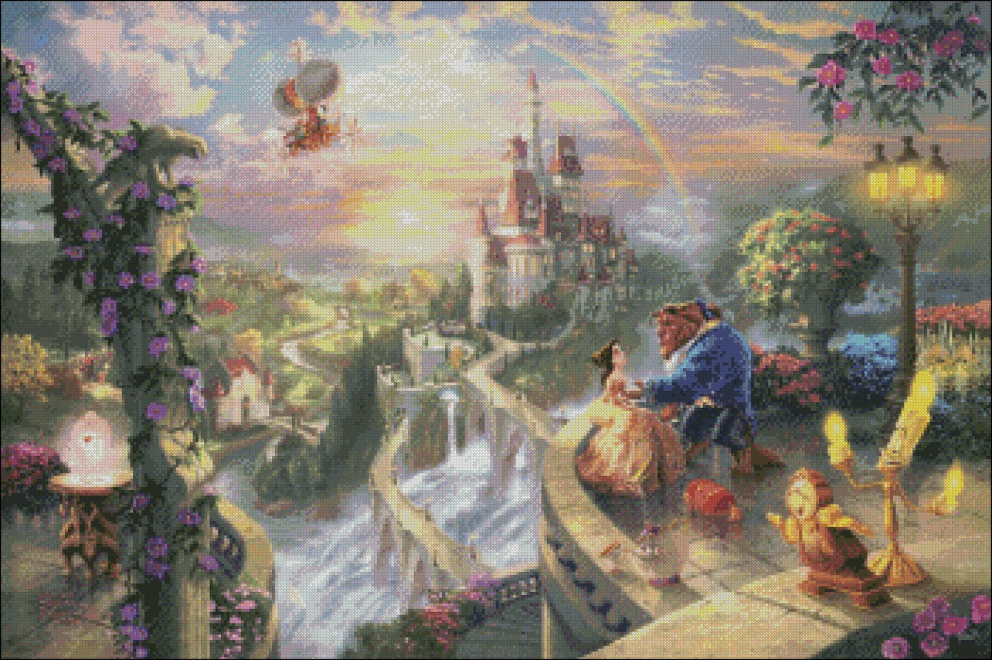 Beauty and the Beast - Counted Cross Stitch Patterns Embroidery Crafts Needlework DIY Chart DMC Color