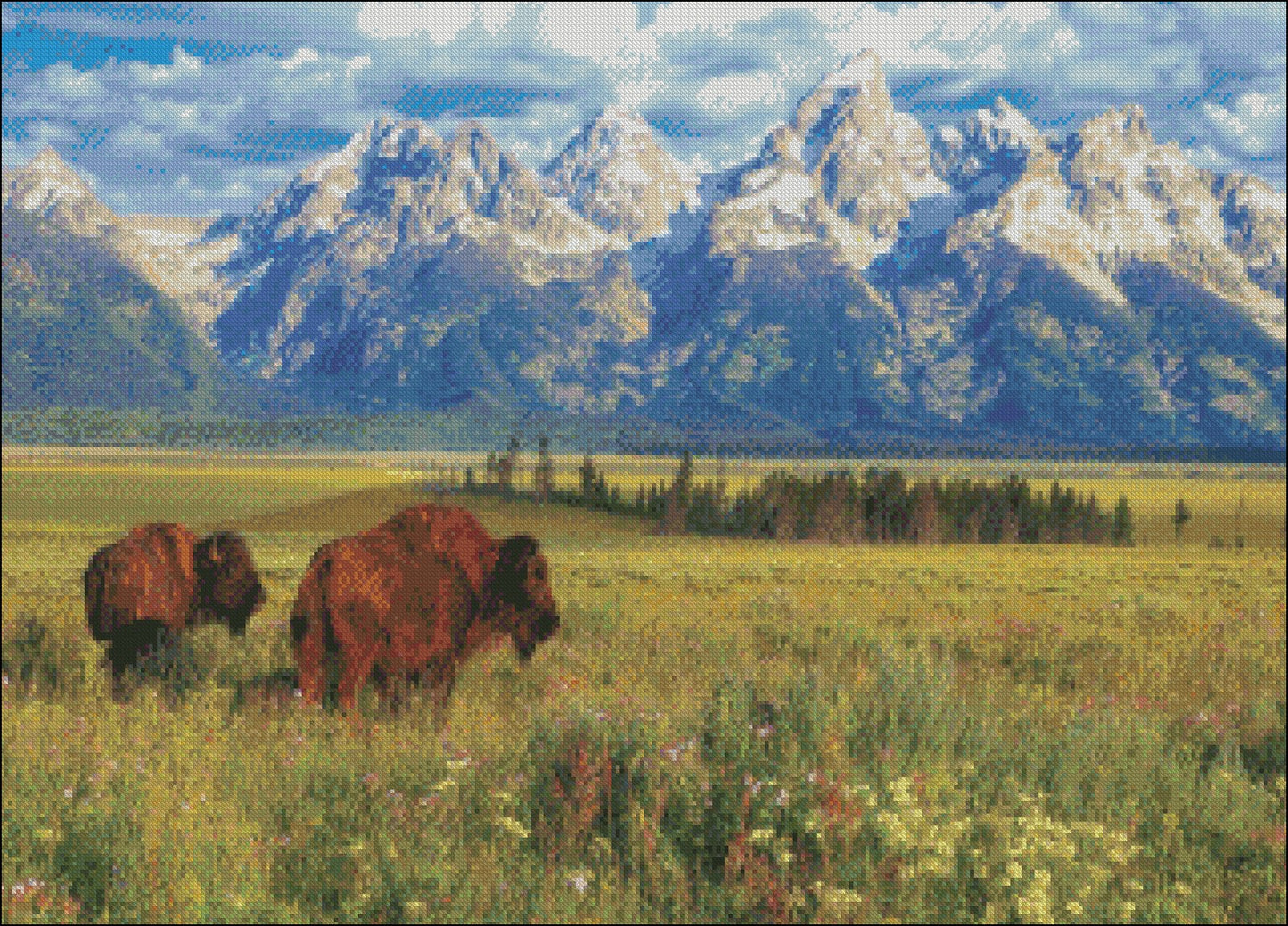 Grand Teton National Park - Counted Cross Stitch Patterns Embroidery Crafts Needlework DIY Chart DMC Color