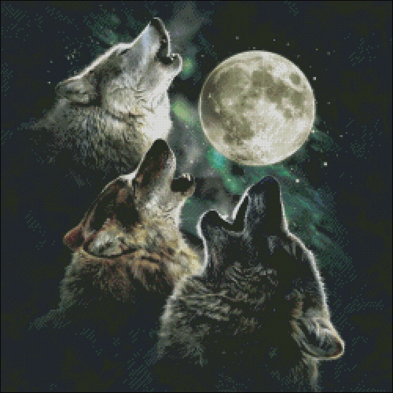 Three Wolf Moon - Counted Cross Stitch Patterns Embroidery Crafts Needlework DIY Chart DMC Color