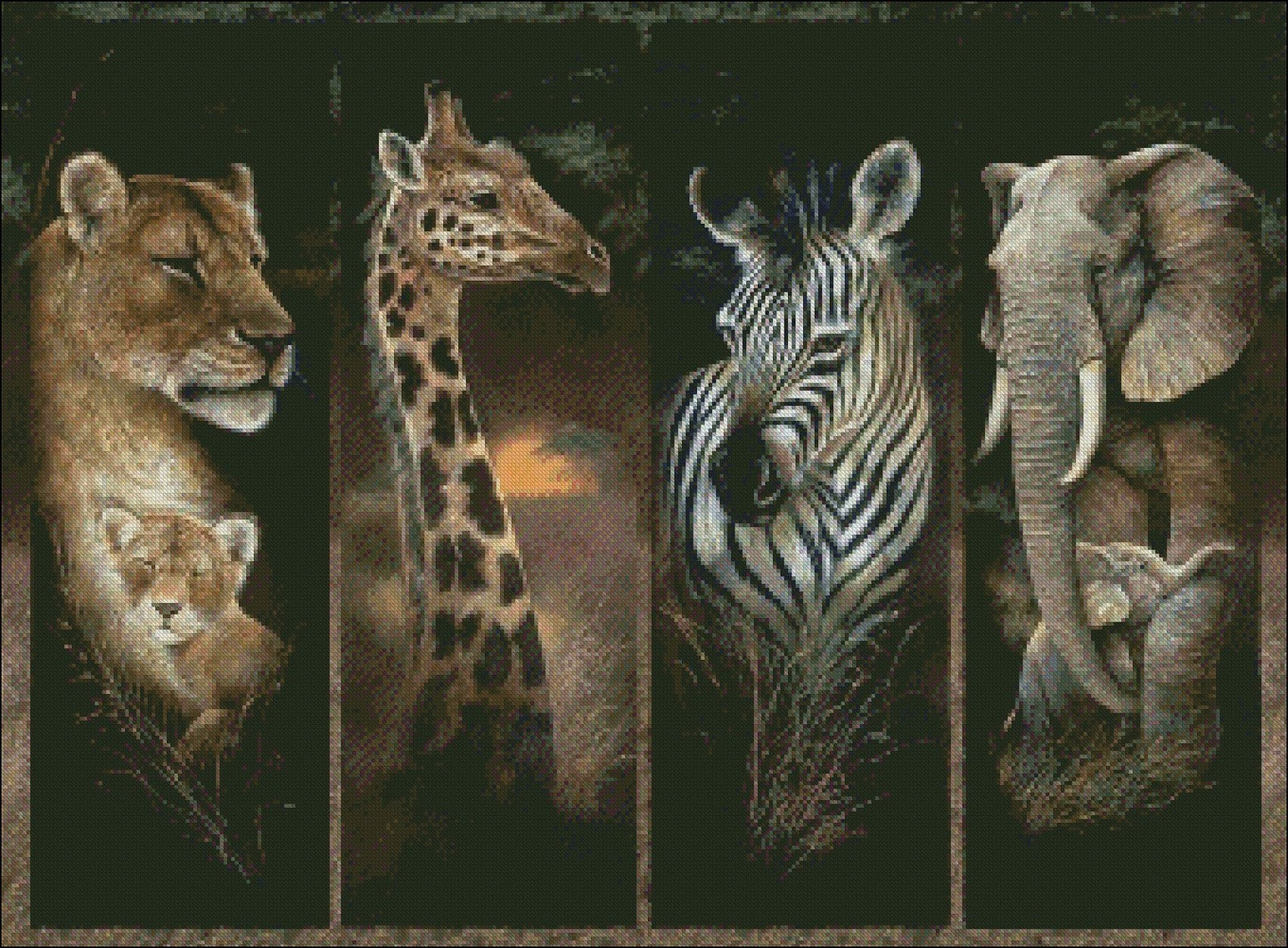 Pride of Africa - Counted Cross Stitch Patterns Embroidery Crafts Needlework DIY Chart DMC Color