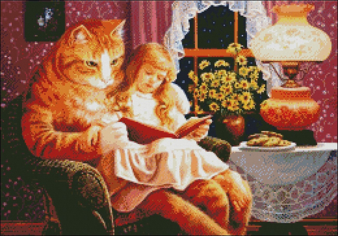 Home is Where the Cat Is - Counted Cross Stitch Patterns Embroidery Crafts Needlework DIY Chart DMC Color