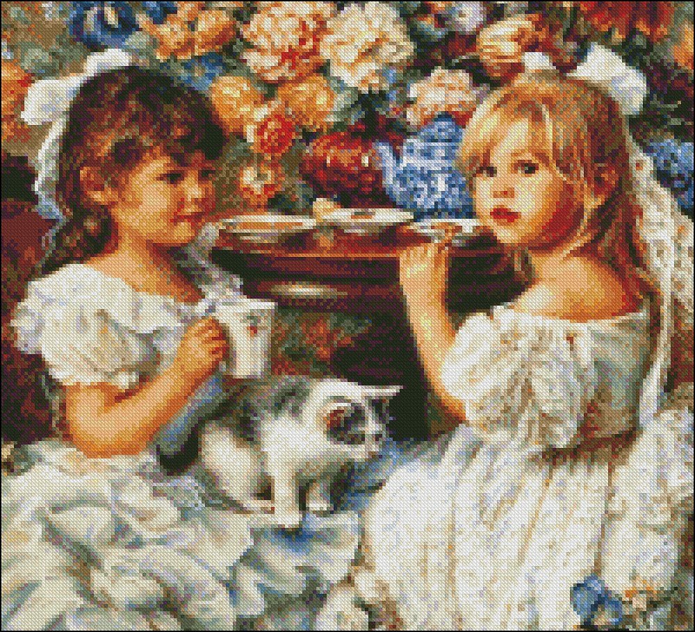 Tea Party - Counted Cross Stitch Patterns Embroidery Crafts Needlework DIY Chart DMC Color