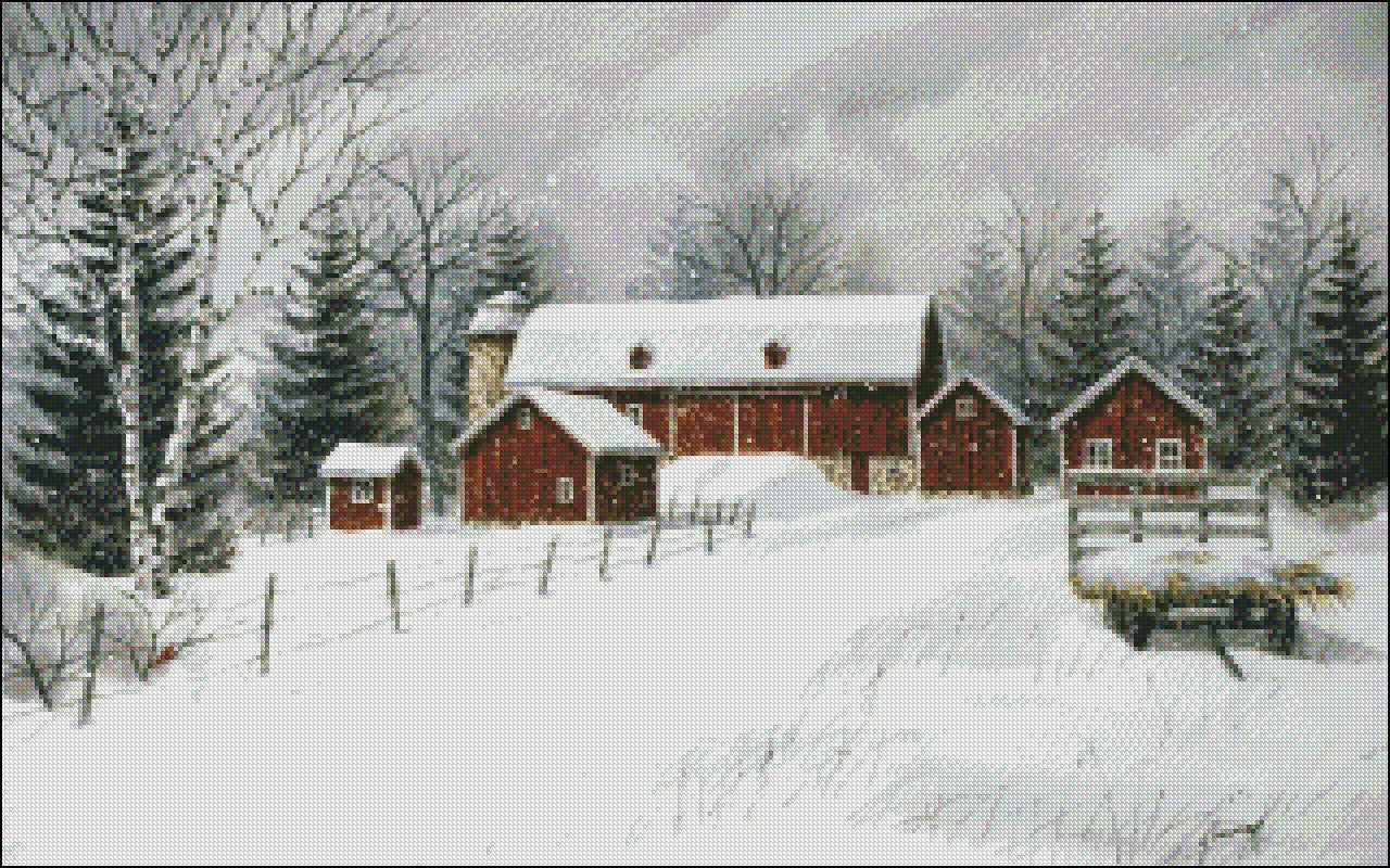 Winter on the Farm - Counted Cross Stitch Patterns Embroidery Crafts Needlework DIY Chart DMC Color