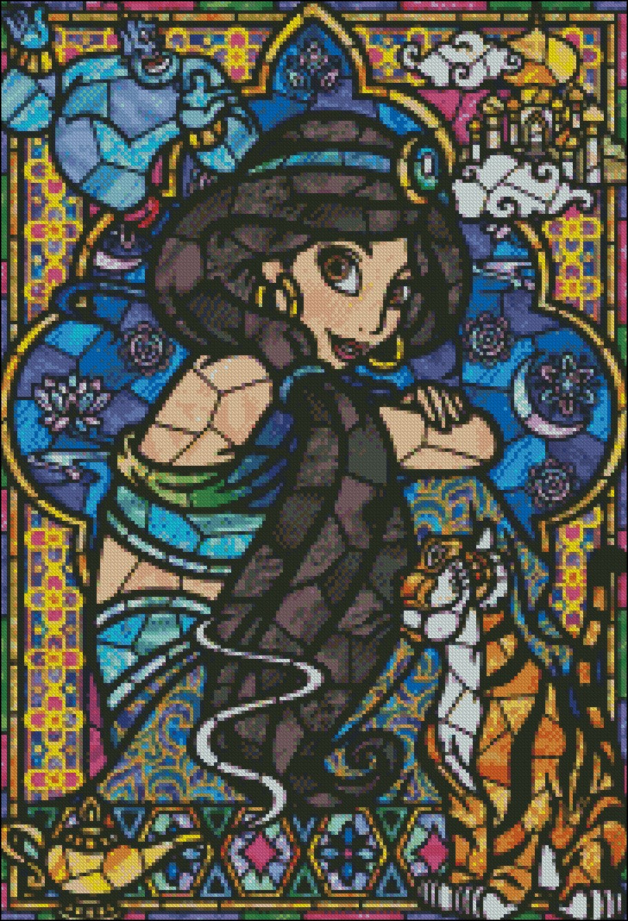 Characters Stained Glass 2-10 - Counted Cross Stitch Patterns Embroidery Crafts Needlework DIY Chart DMC Color