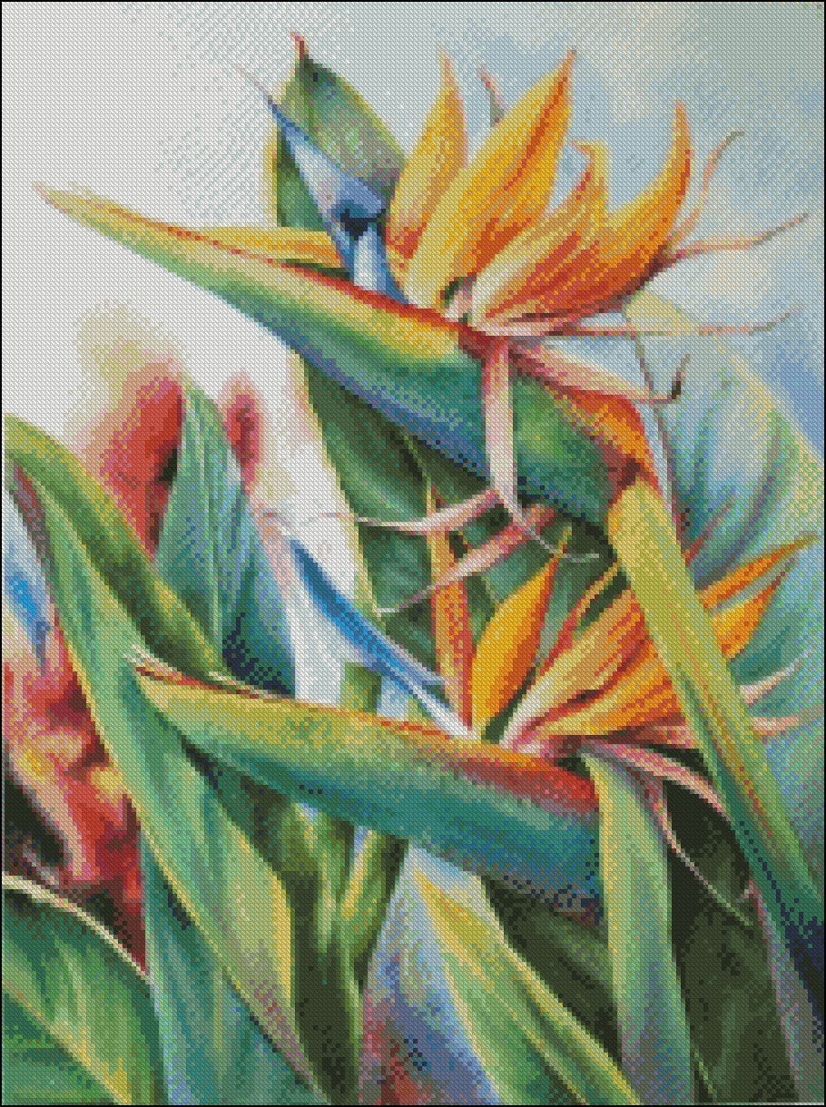 Bird of Paradise 2 - Counted Cross Stitch Patterns Embroidery Crafts Needlework DIY Chart DMC Color