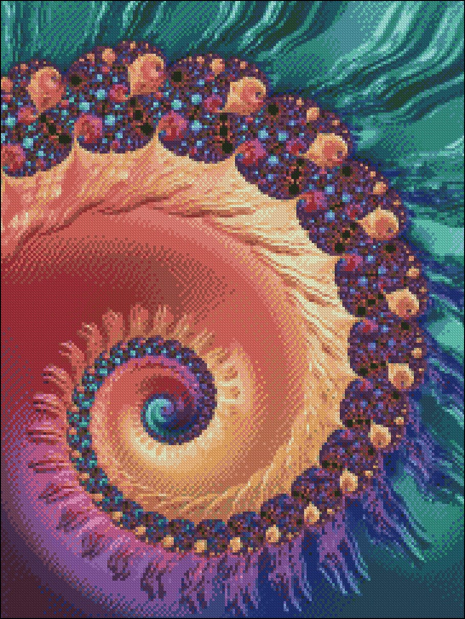 Fractal Spiral 18 - Counted Cross Stitch Patterns Embroidery Crafts Needlework DIY Chart DMC Color