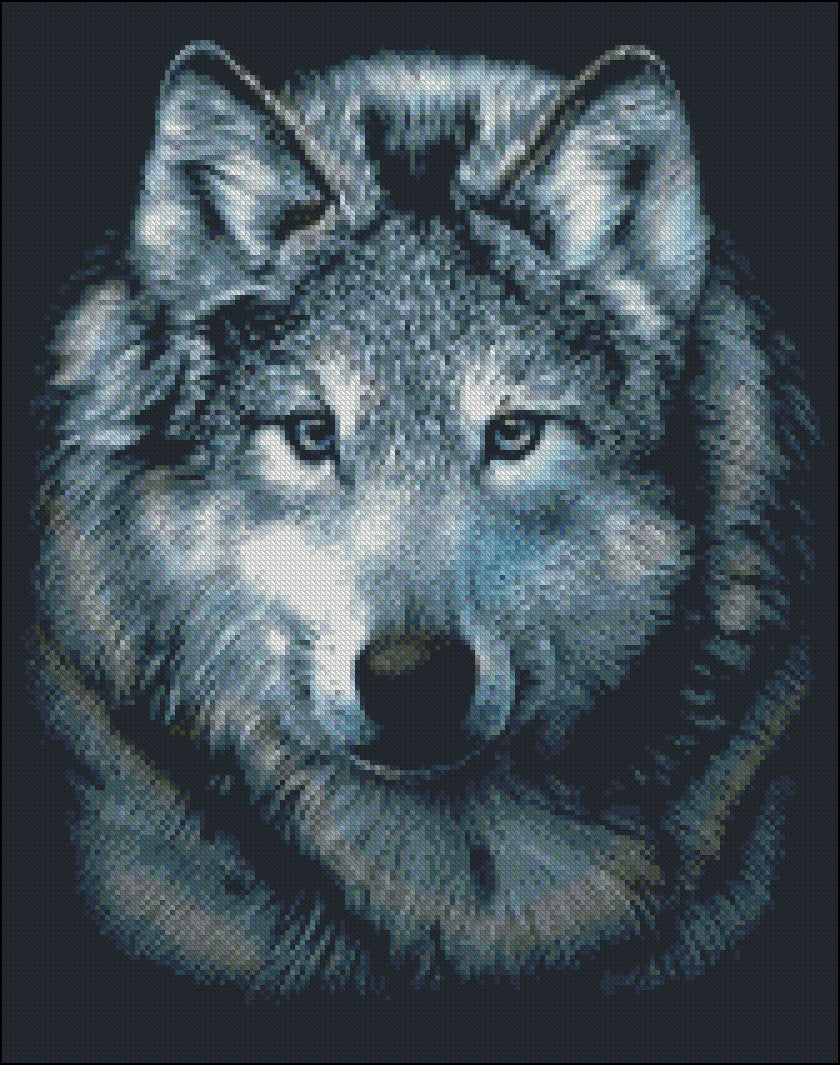 Wolf Portrait - Counted Cross Stitch Patterns Embroidery Crafts Needlework DIY Chart DMC Color