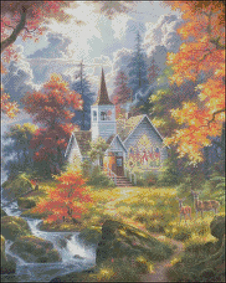 Chapel of Hope - Counted Cross Stitch Patterns Embroidery Crafts Needlework DIY Chart DMC Color