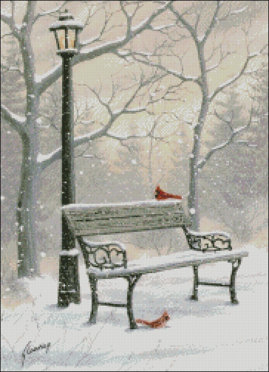 Northern Cardinal - Counted Cross Stitch Patterns Embroidery Crafts Needlework DIY Chart DMC Color