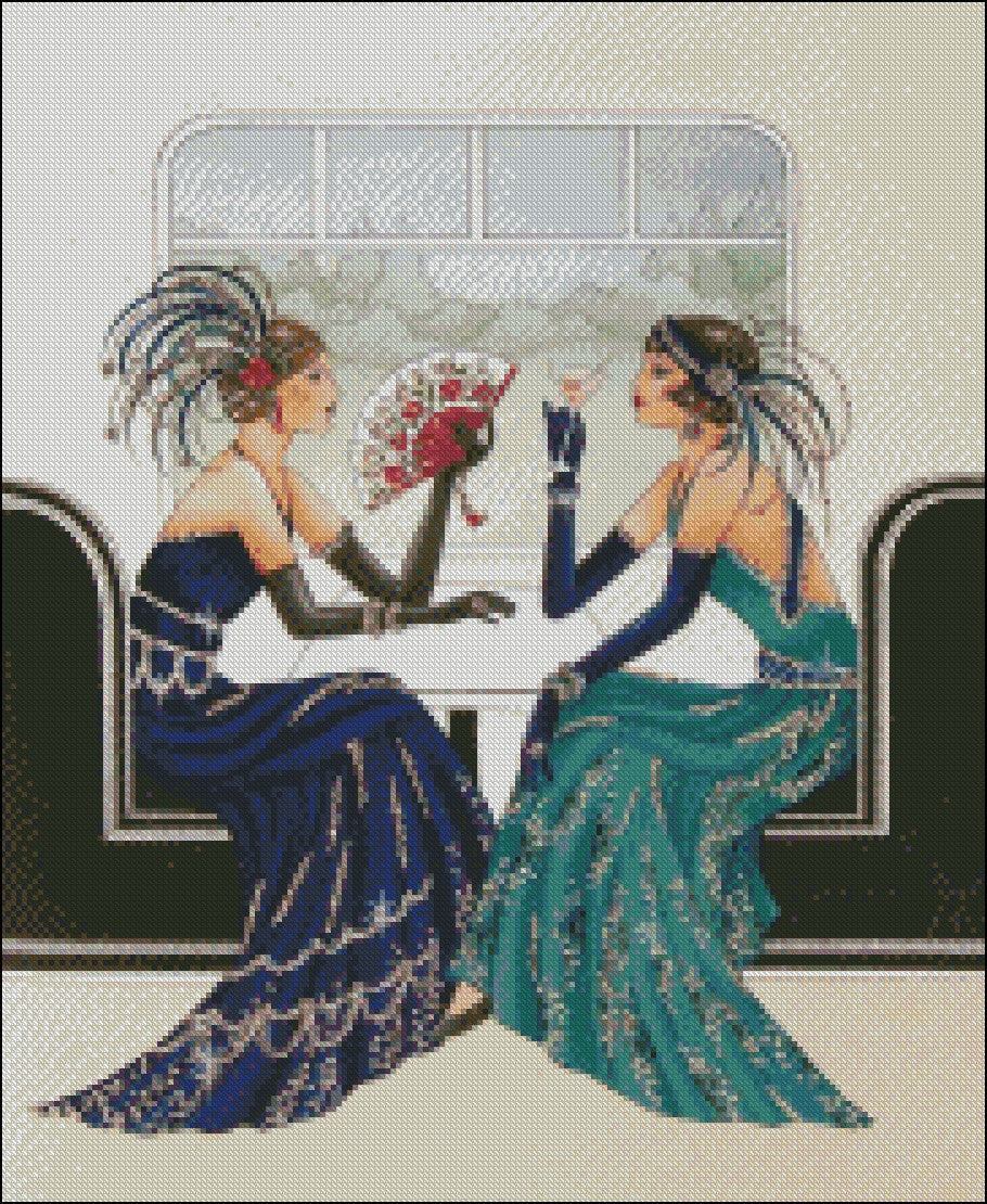 Art Deco Lady 2-10 - Counted Cross Stitch Patterns Embroidery Crafts Needlework DIY Chart DMC Color