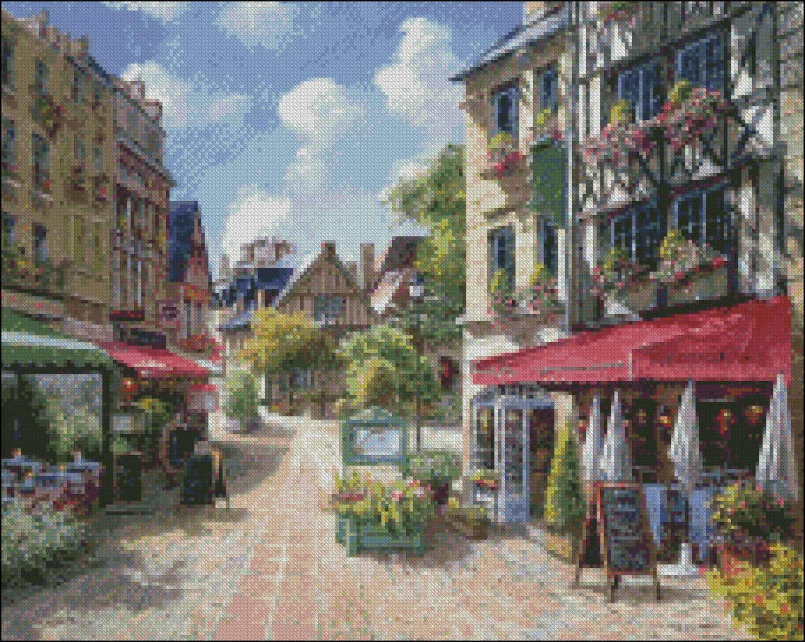 Cafe in Paris - Counted Cross Stitch Patterns Embroidery Crafts Needlework DIY Chart DMC Color