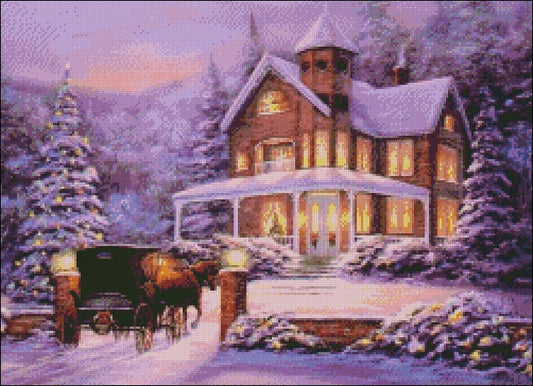 Arriving on Christmas Eve - Counted Cross Stitch Patterns Embroidery Crafts Needlework DIY Chart DMC Color