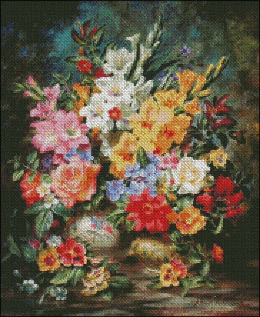 Flowers by Albert Williams 1 - Counted Cross Stitch Patterns Embroidery Crafts Needlework DIY Chart DMC Color