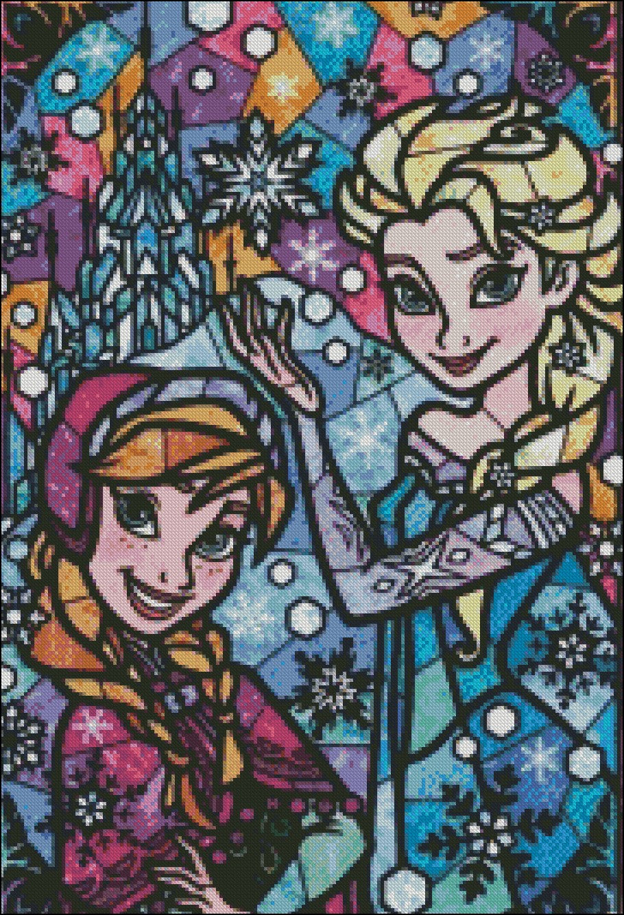 Characters Stained Glass 2-7 - Counted Cross Stitch Patterns Embroidery Crafts Needlework DIY Chart DMC Color