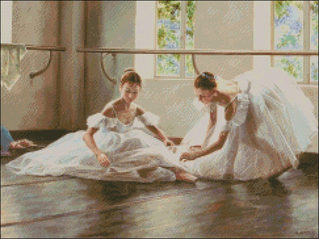 In Ballet Practice Room 3 - Counted Cross Stitch Patterns Embroidery Crafts Needlework DIY Chart DMC Color