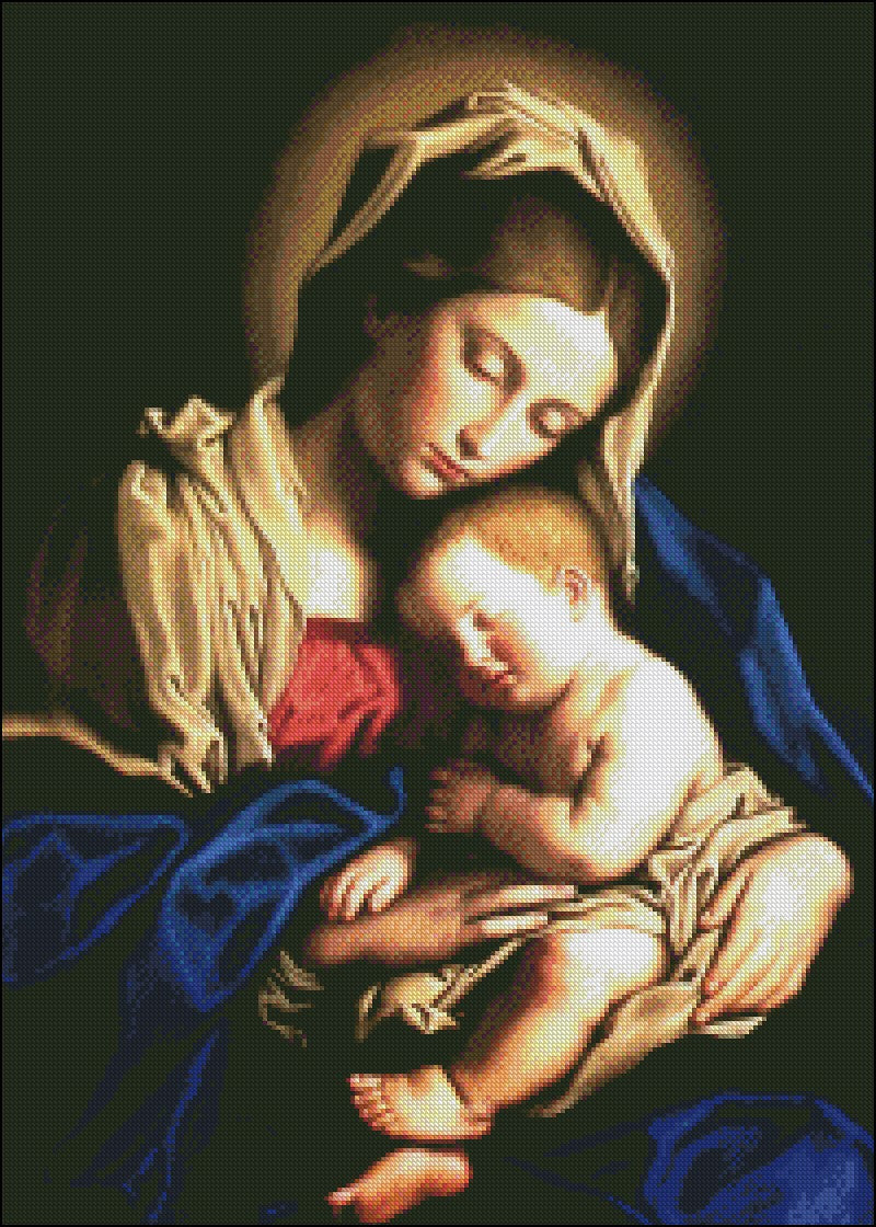 The Blessed Virgin and the Child - Counted Cross Stitch Patterns Embroidery Crafts Needlework DIY Chart DMC Color