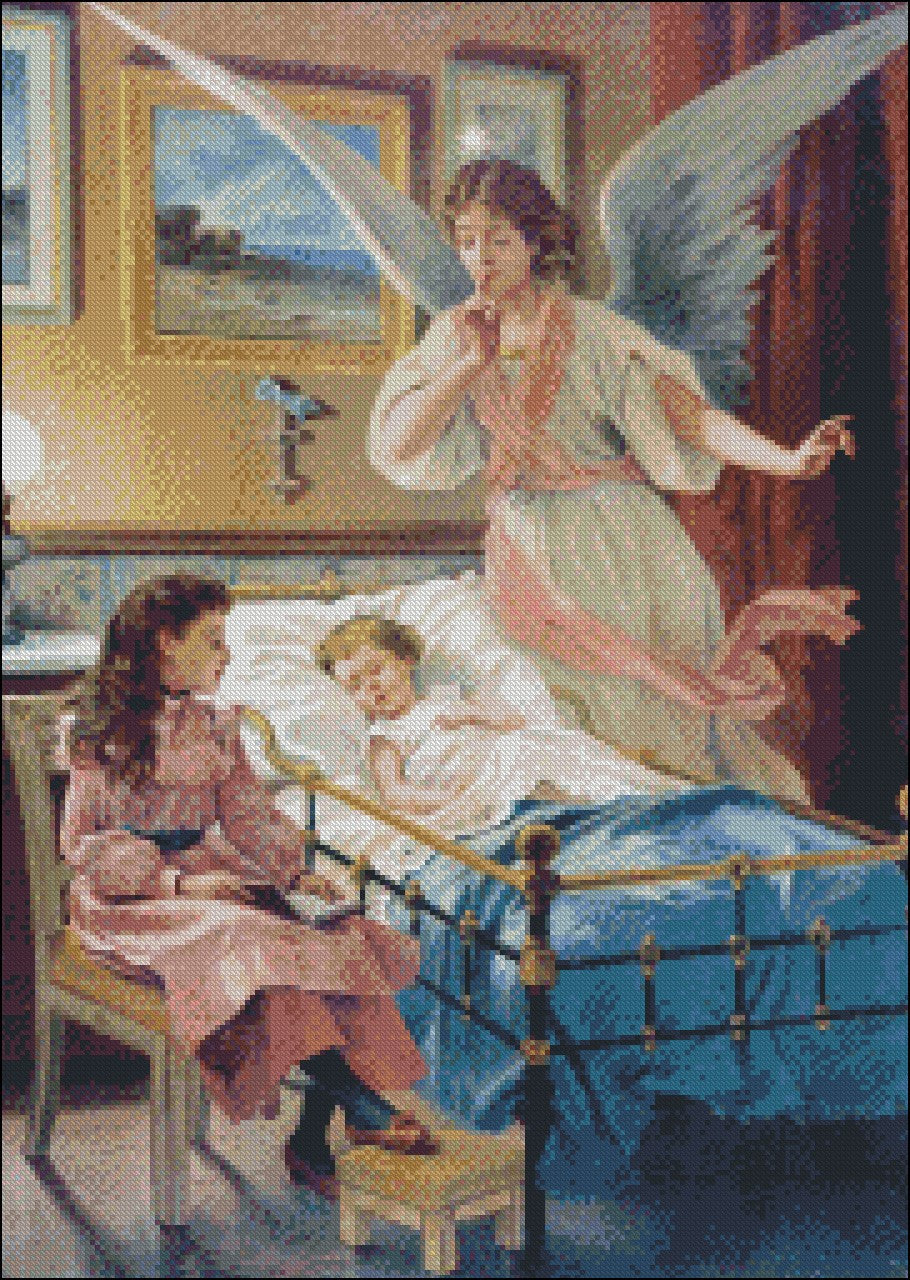 Guardian Angel 2 - Counted Cross Stitch Patterns Embroidery Crafts Needlework DIY Chart DMC Color