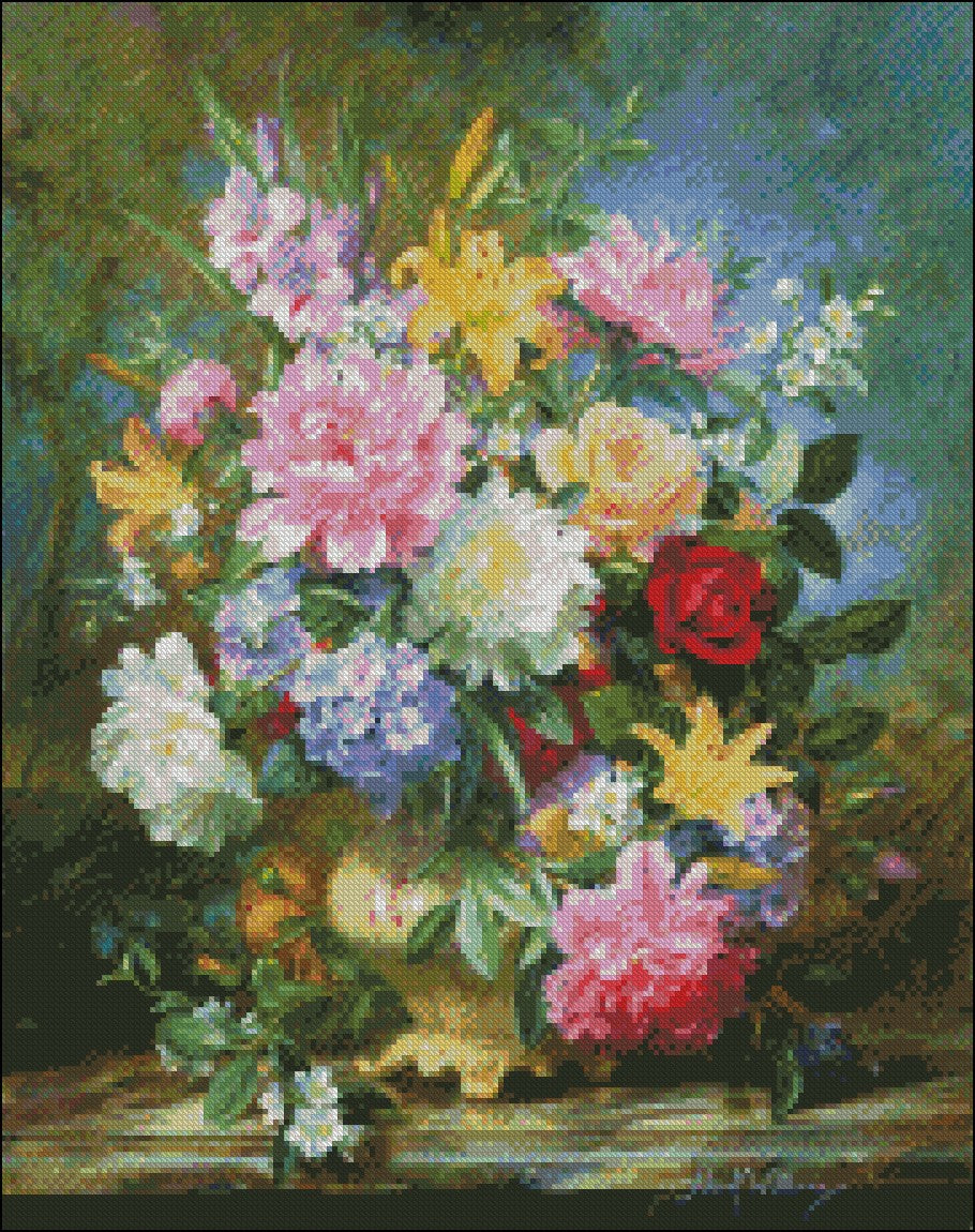 Flowers by Albert Williams 7 - Counted Cross Stitch Patterns Embroidery Crafts Needlework DIY Chart DMC Color