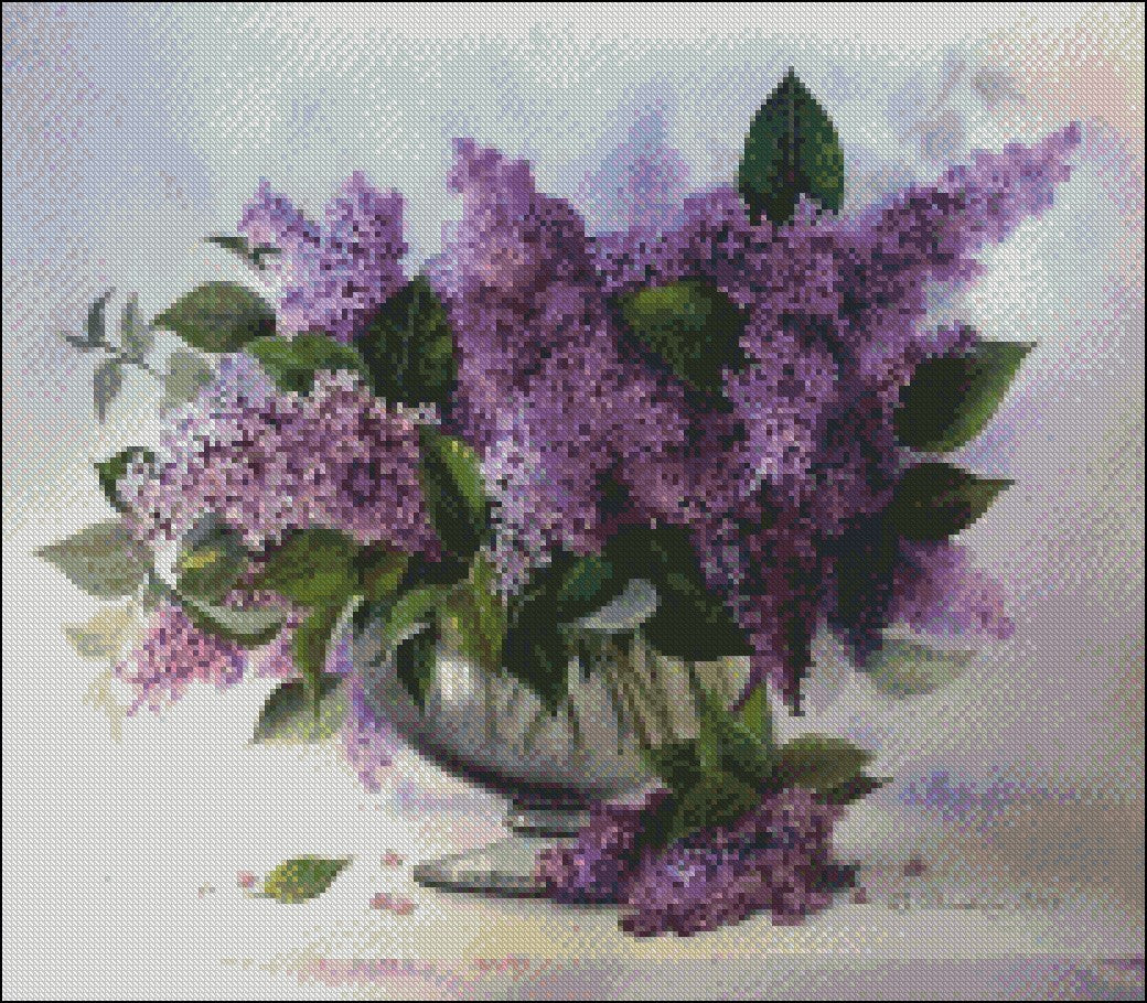 Lilac Collection 1-1 - Counted Cross Stitch Patterns Embroidery Crafts Needlework DIY Chart DMC Color