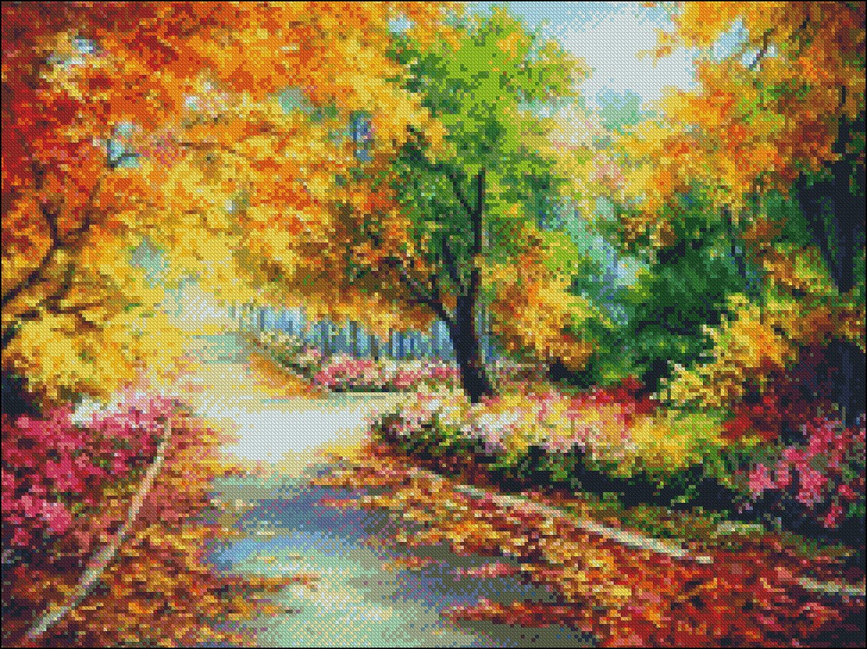 Colorful Season - Counted Cross Stitch Patterns Embroidery Crafts Needlework DIY Chart DMC Color