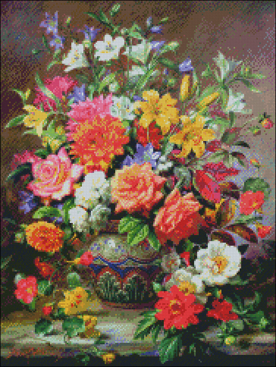 September Flowers - Counted Cross Stitch Patterns Embroidery Crafts Needlework DIY Chart DMC Color