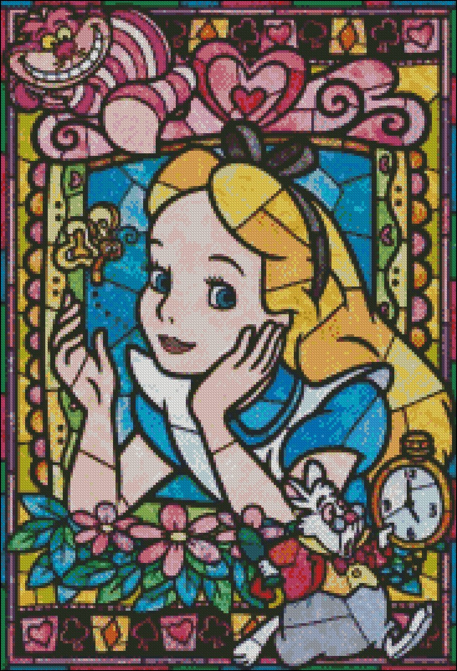 Characters Stained Glass 2-11 - Counted Cross Stitch Patterns Embroidery Crafts Needlework DIY Chart DMC Color