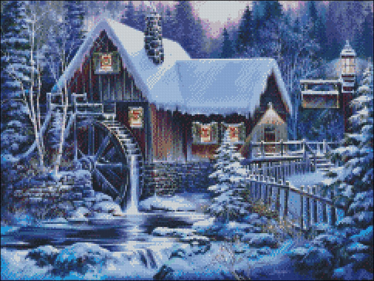 Winter Twilight - Counted Cross Stitch Patterns Embroidery Crafts Needlework DIY Chart DMC Color