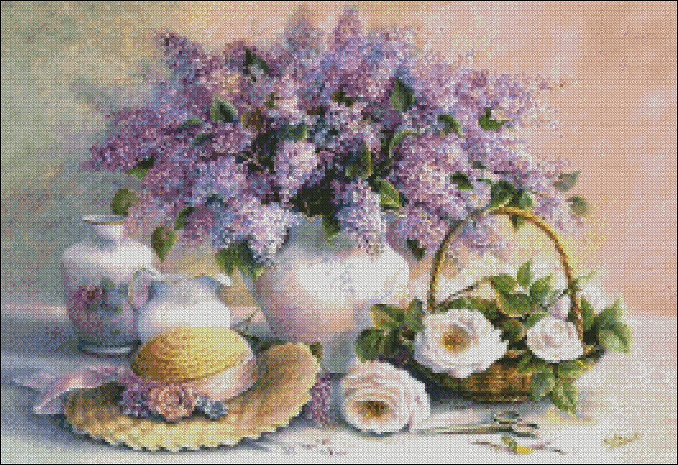 Lavender - Counted Cross Stitch Patterns Embroidery Crafts Needlework DIY Chart DMC Color