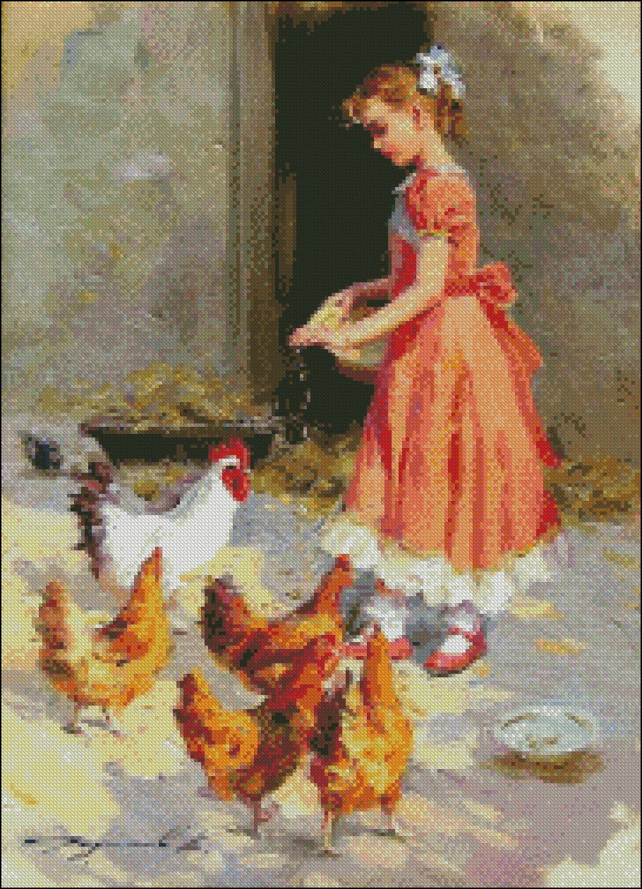 Children's Poultry 7 - Counted Cross Stitch Patterns Embroidery Crafts Needlework DIY Chart DMC Color