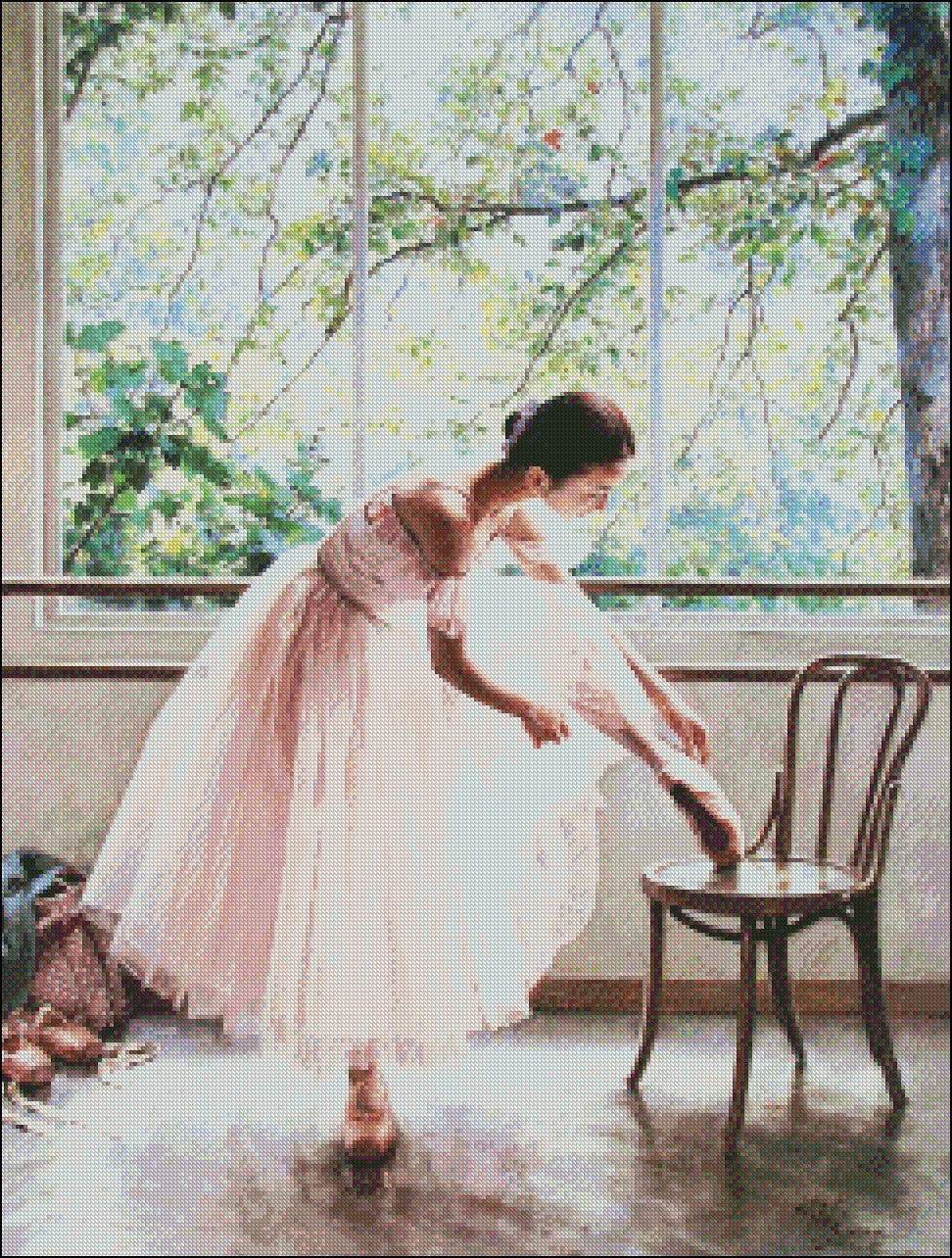 Ballet Dance Girl - Counted Cross Stitch Patterns Embroidery Crafts Needlework DIY Chart DMC Color