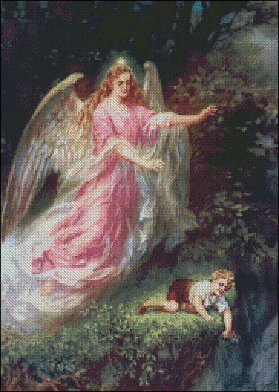 Guardian Angel 10 - Counted Cross Stitch Patterns Embroidery Crafts Needlework DIY Chart DMC Color