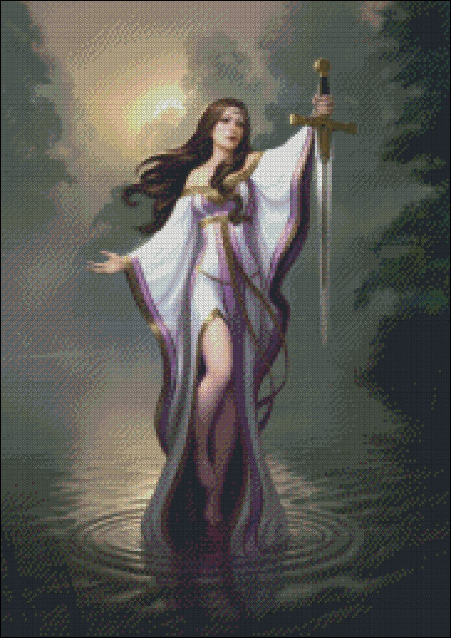 Lady of the Lake - Counted Cross Stitch Patterns Embroidery Crafts Needlework DIY Chart DMC Color