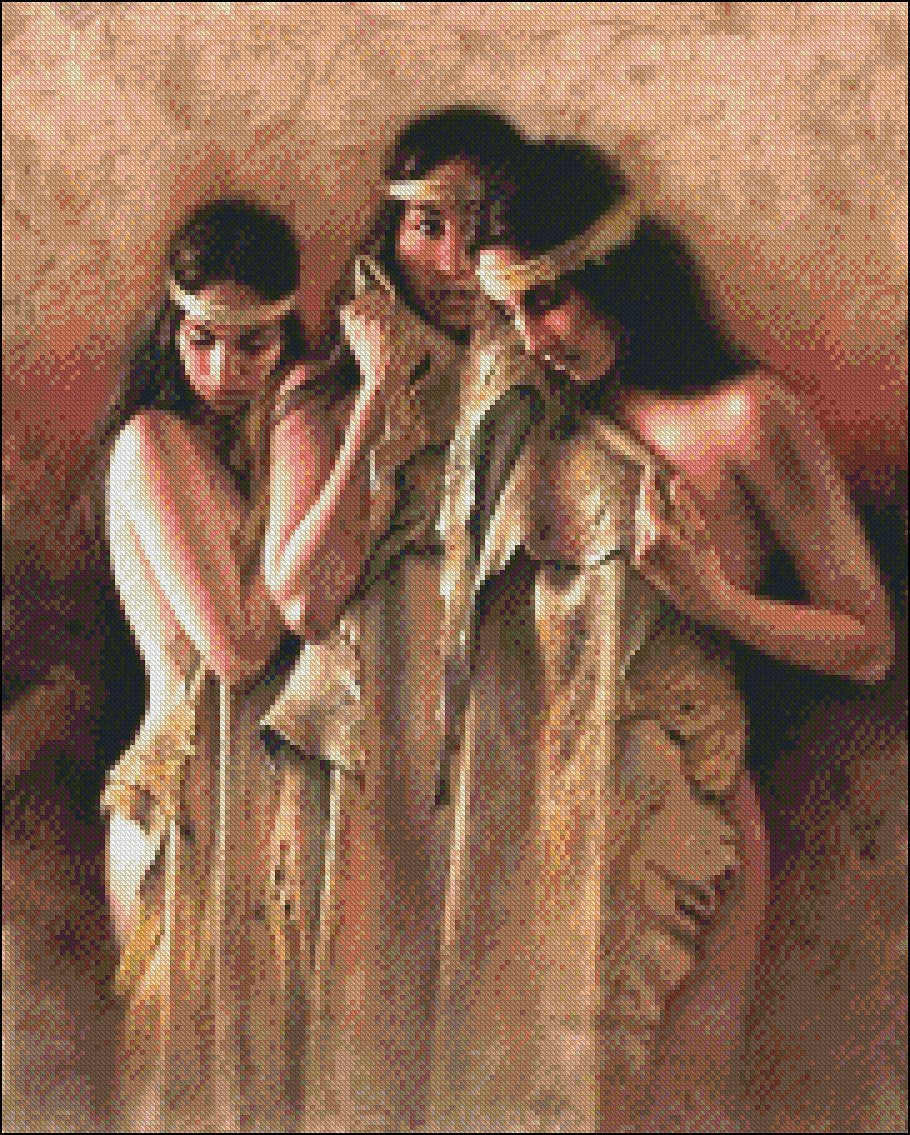 The Bathers - Counted Cross Stitch Patterns Embroidery Crafts Needlework DIY Chart DMC Color