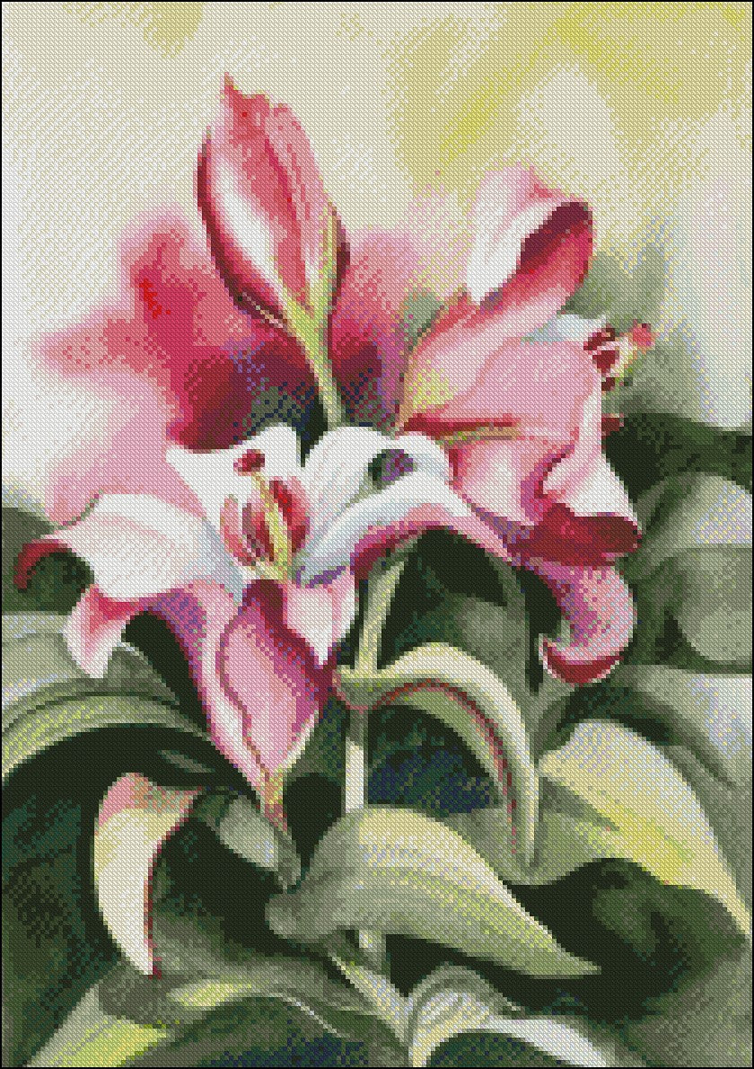 Lala Lilies - Counted Cross Stitch Patterns Embroidery Crafts Needlework DIY Chart DMC Color