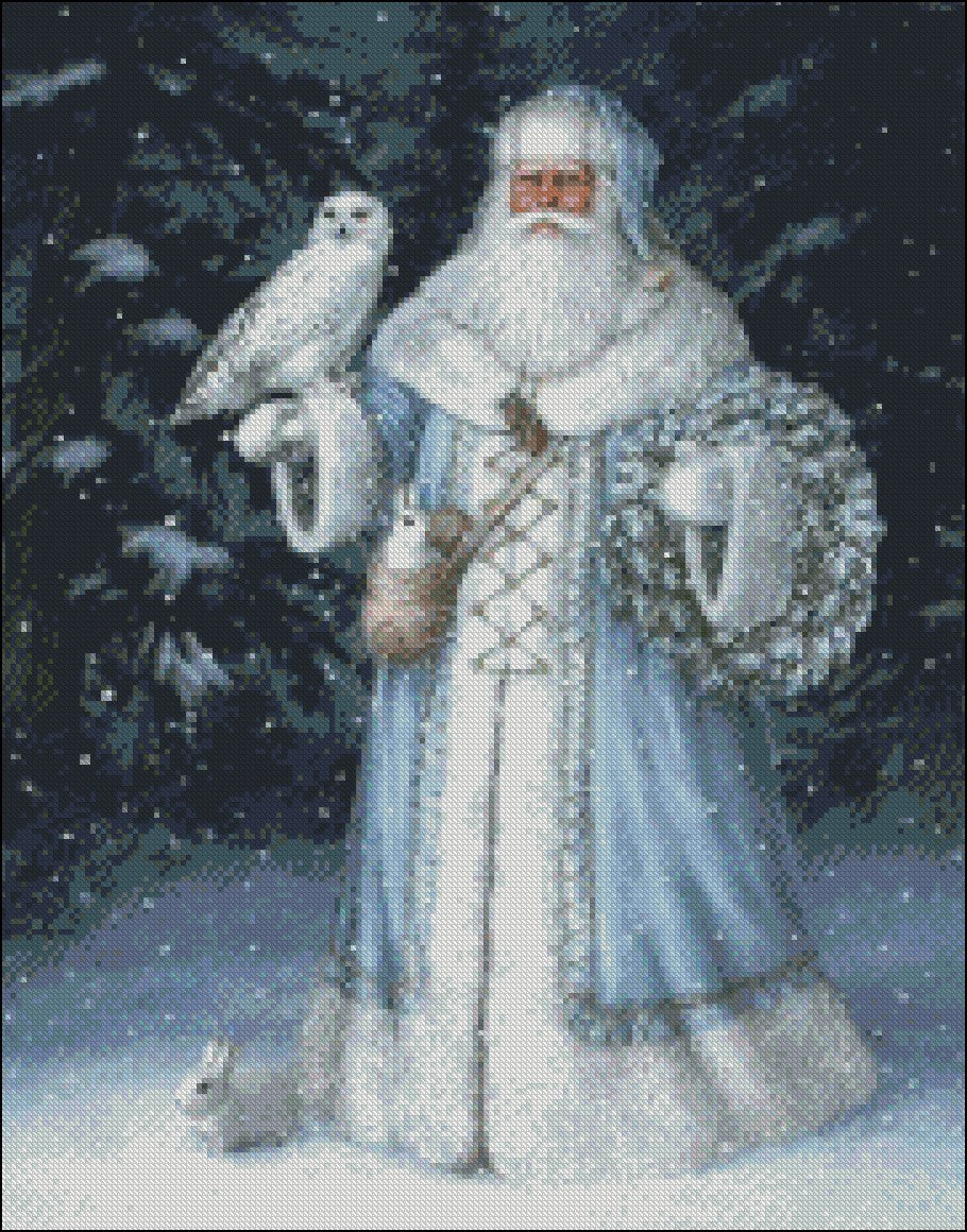 Arctic Santa Claus 1 - Counted Cross Stitch Patterns Embroidery Crafts Needlework DIY Chart DMC Color