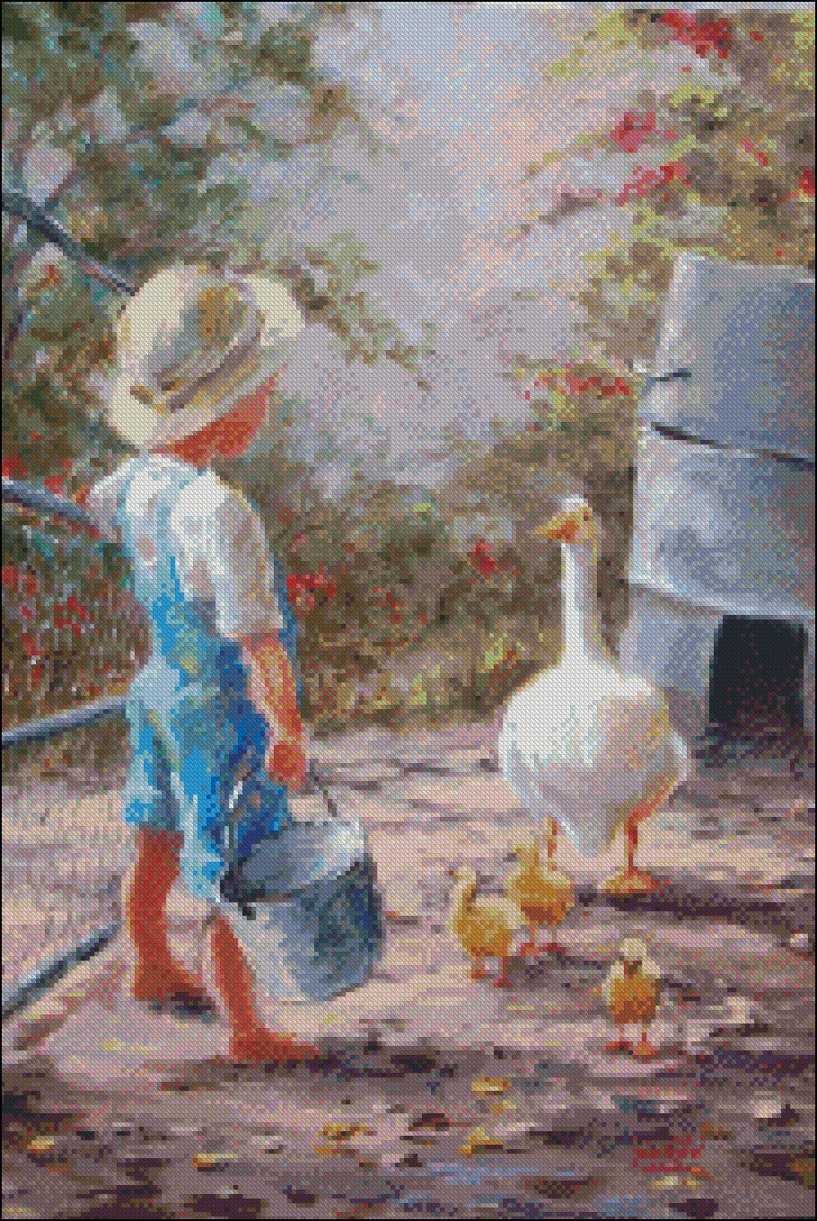 Children's Geese 11 - Counted Cross Stitch Patterns Embroidery Crafts Needlework DIY Chart DMC Color