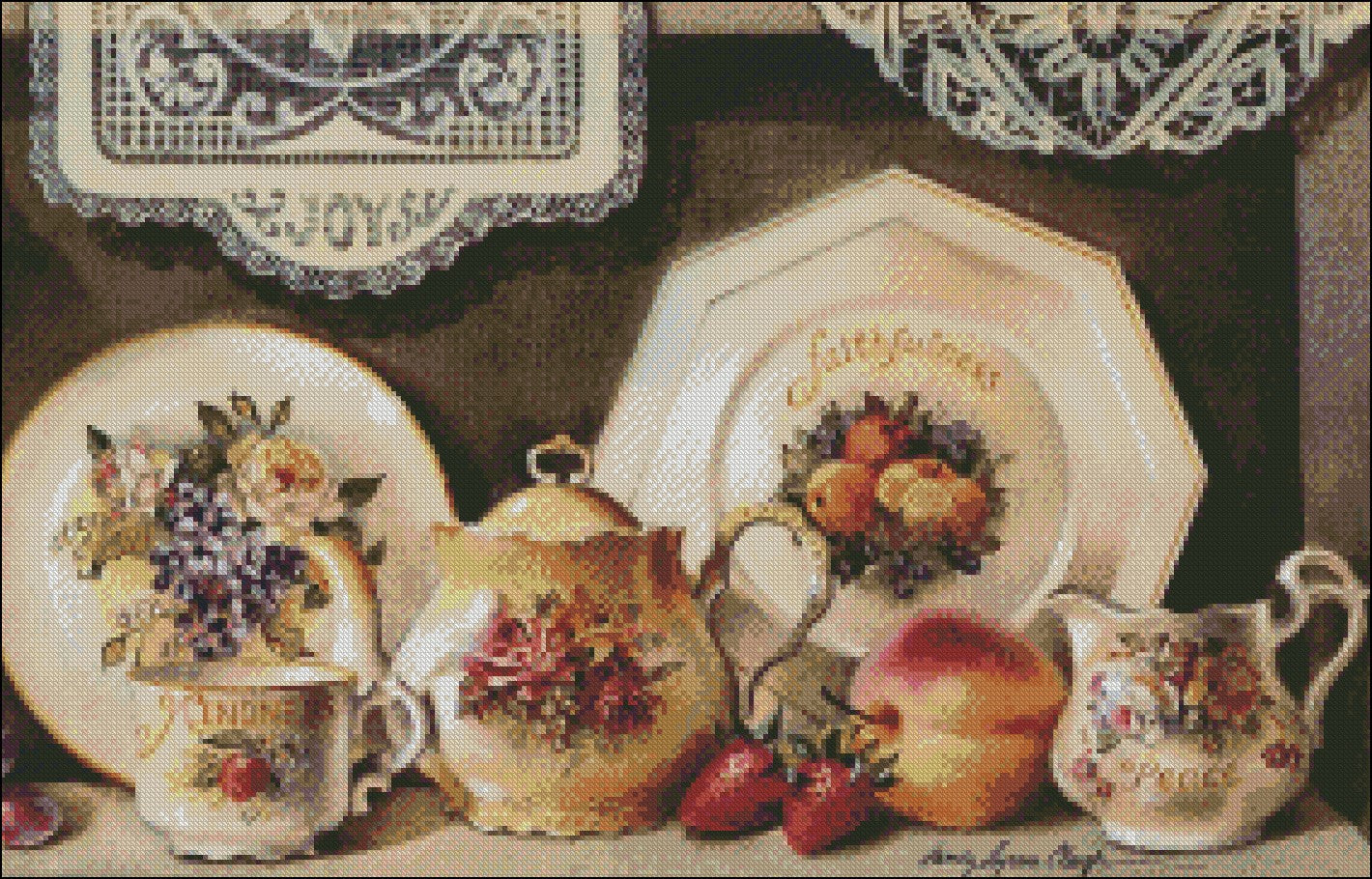 Exquisite Tea Set - Counted Cross Stitch Patterns Embroidery Crafts Needlework DIY Chart DMC Color