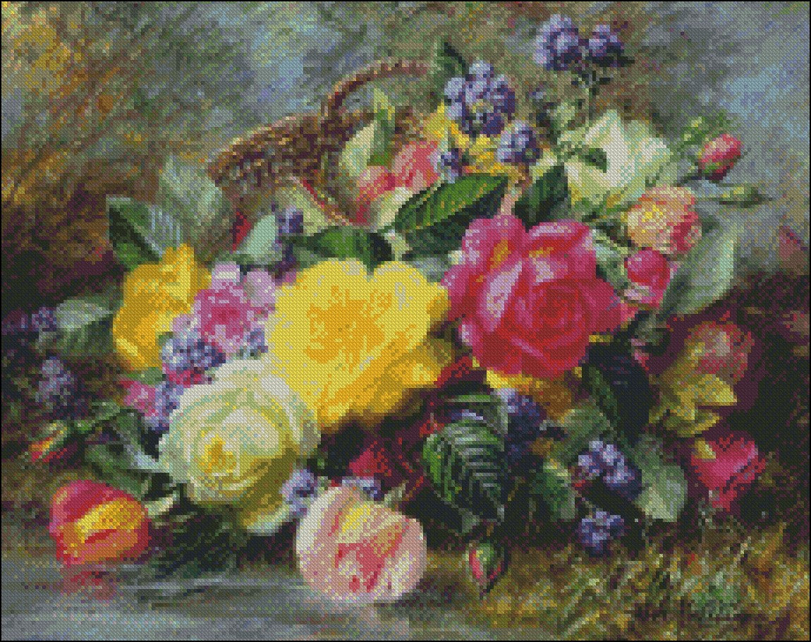 Flowers by Albert Williams 21 - Counted Cross Stitch Patterns Embroidery Crafts Needlework DIY Chart DMC Color