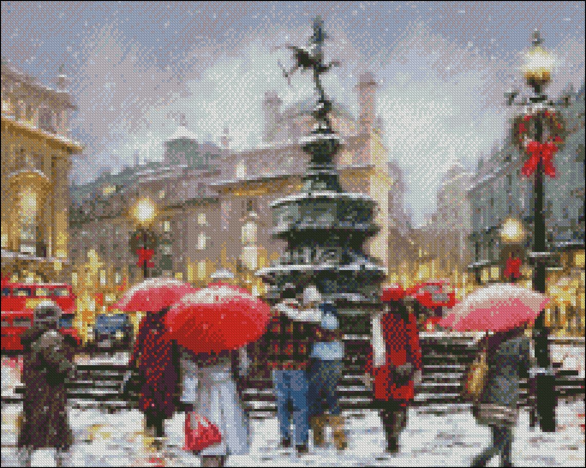 Piccadilly in Snow - Counted Cross Stitch Patterns Embroidery Crafts Needlework DIY Chart DMC Color