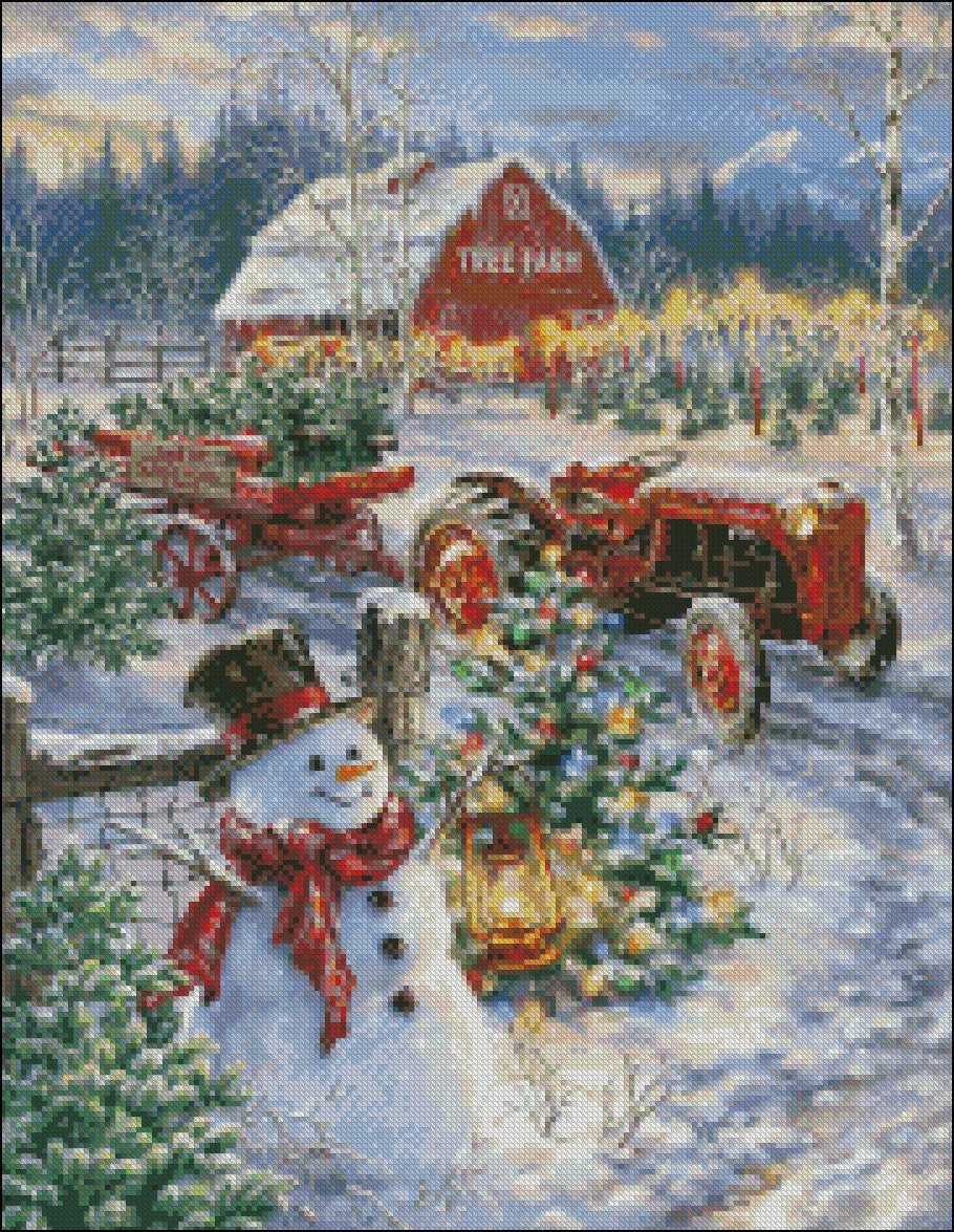 Christmas Snowman 3 - Counted Cross Stitch Patterns Embroidery Crafts Needlework DIY Chart DMC Color