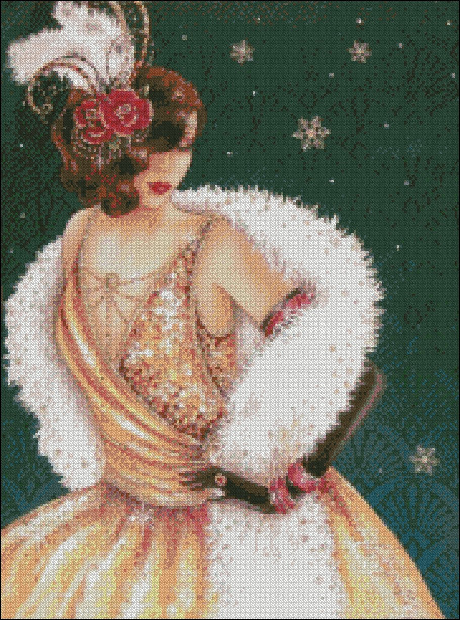 Art Deco Lady 13 - Counted Cross Stitch Patterns Embroidery Crafts Needlework DIY Chart DMC Color