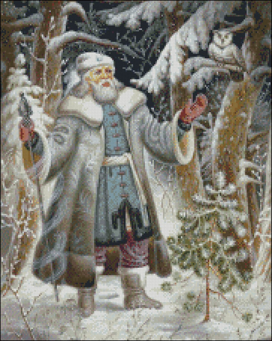 Arctic Santa Claus 2 - Counted Cross Stitch Patterns Embroidery Crafts Needlework DIY Chart DMC Color