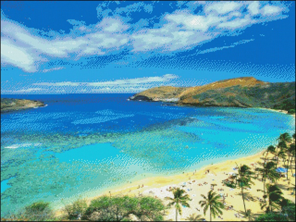 Hanauma Bay, Hawaii - Counted Cross Stitch Patterns Embroidery Crafts Needlework DIY Chart DMC Color