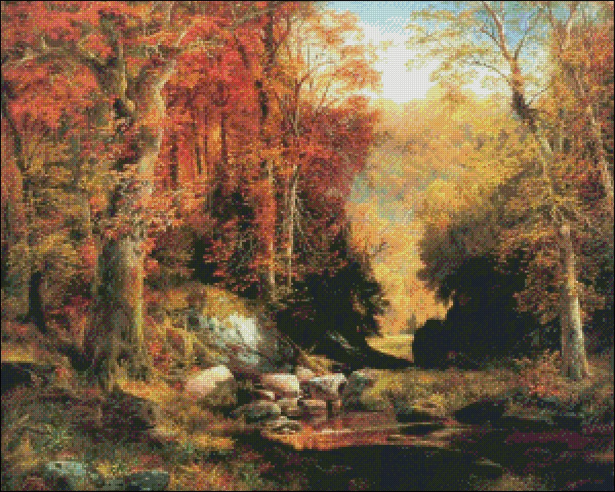 Wissahickon Autumn - Counted Cross Stitch Patterns Embroidery Crafts Needlework DIY Chart DMC Color