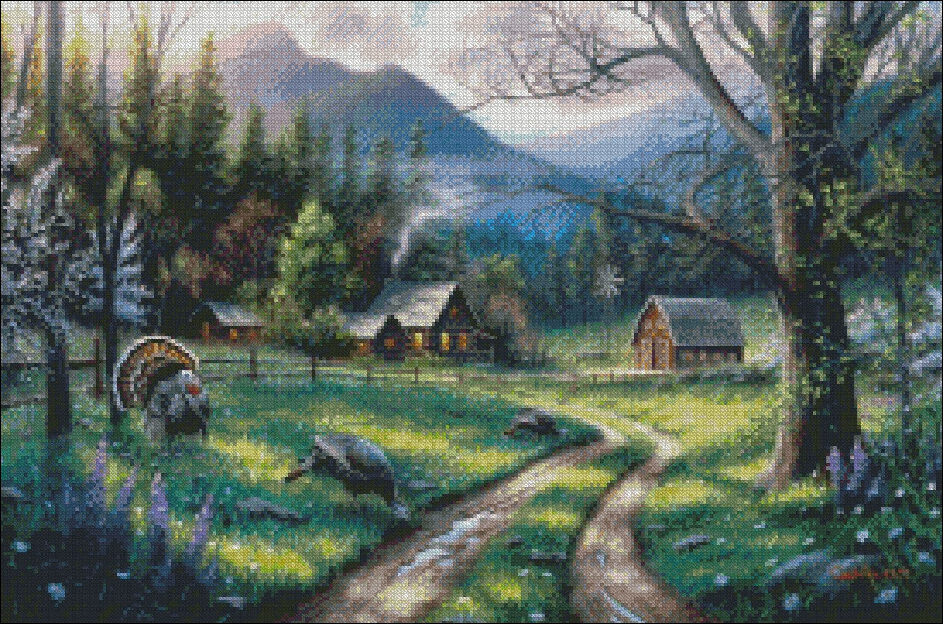 Bear Creek Ranch - Counted Cross Stitch Patterns Embroidery Crafts Needlework DIY Chart DMC Color