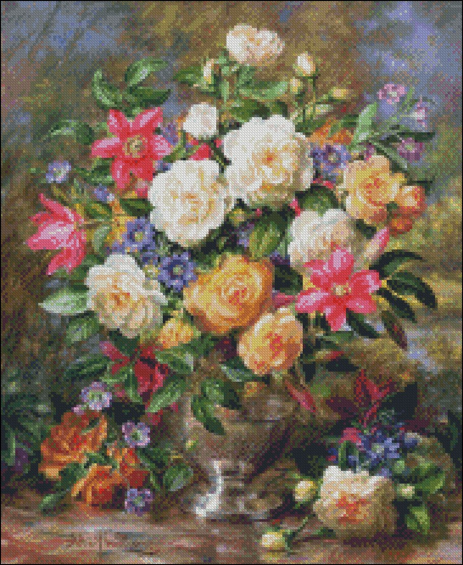 Flowers by Albert Williams 2 - Counted Cross Stitch Patterns Embroidery Crafts Needlework DIY Chart DMC Color