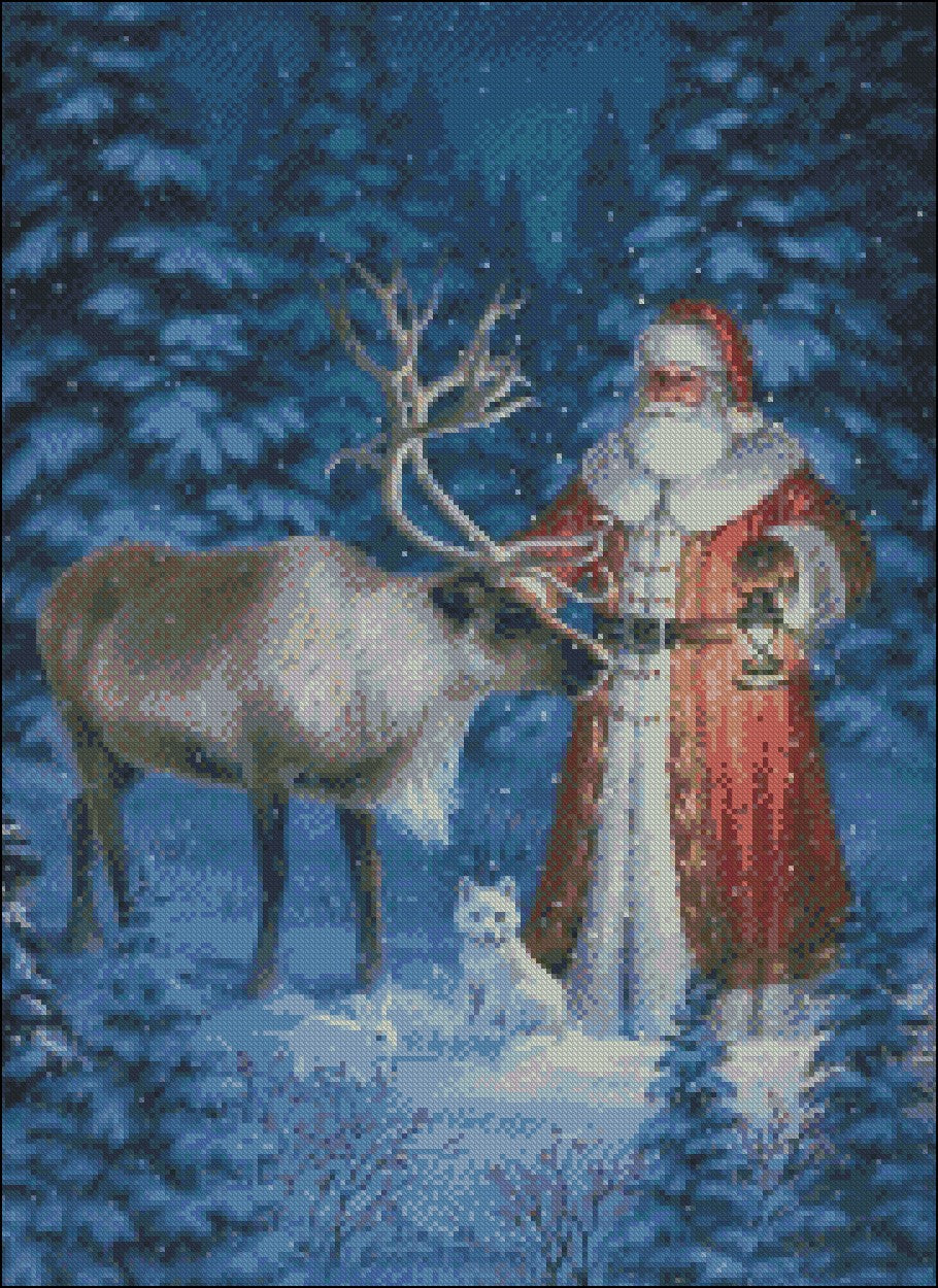 Arctic Santa Claus 6 - Counted Cross Stitch Patterns Embroidery Crafts Needlework DIY Chart DMC Color